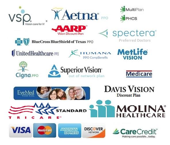 VSP, Eyemed, United Health, Most Medical Insurance 